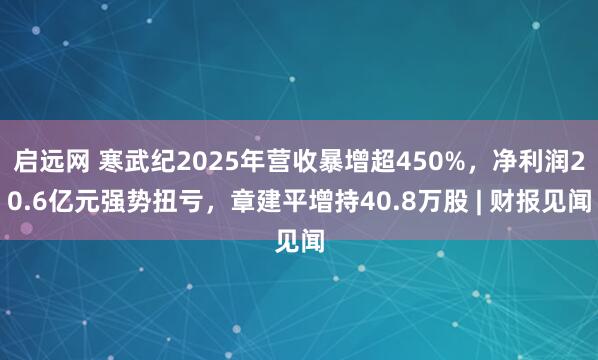 启远网 寒武纪2025年营收暴增超450%，净利润20.6亿元强势扭亏，章建平增持40.8万股 | 财报见闻